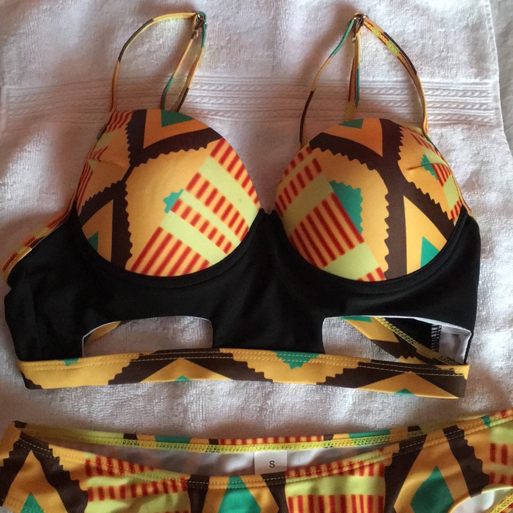 High waisted African print baiting suit